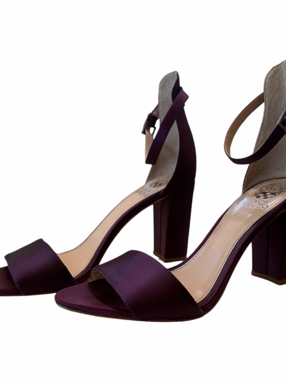 Vince Camuto Plum Block Heel Sandals Size 8 Ankle Strap Heels - Picture 8 of 14